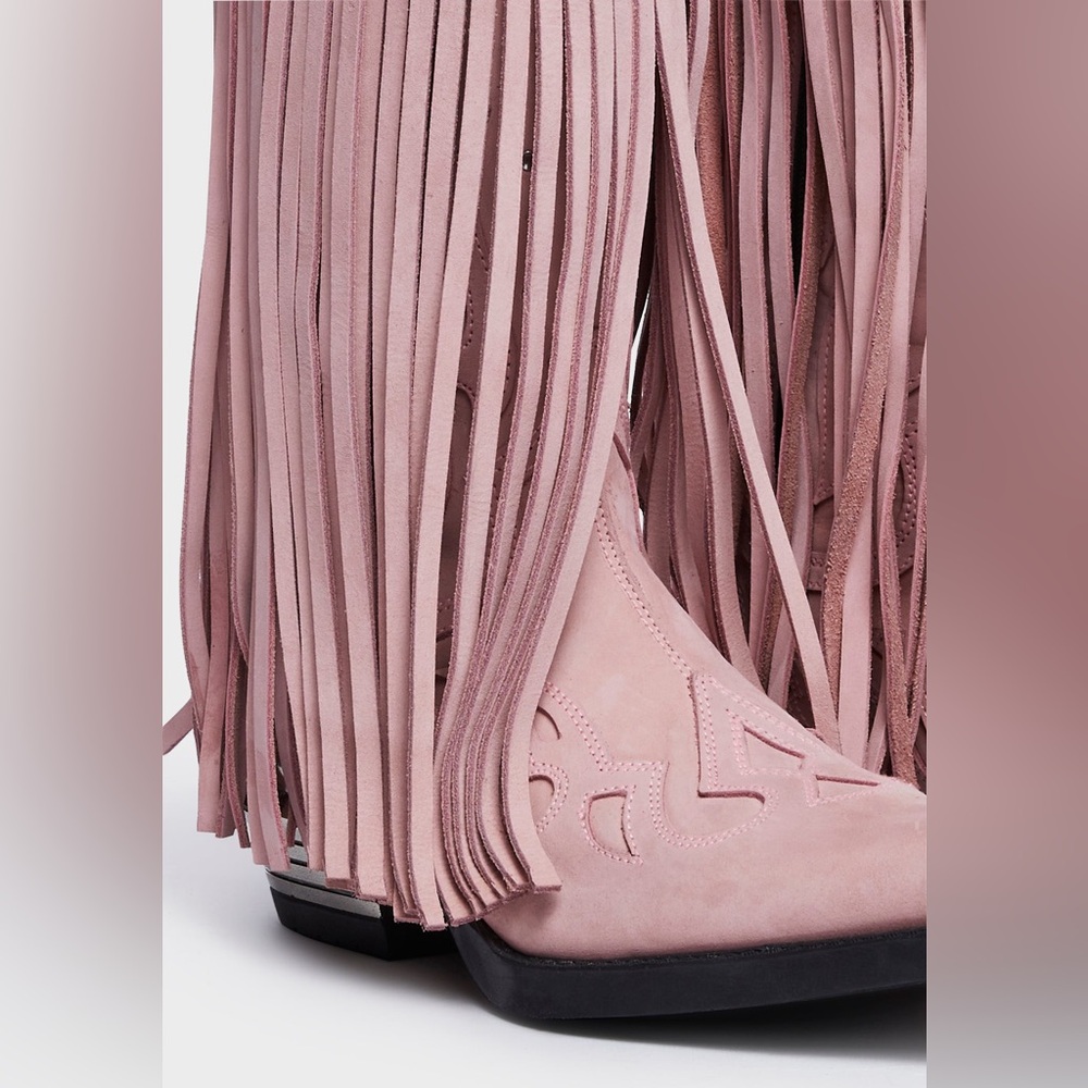 Dolls Kill Pink Fringe Western Boots - Picture 2 of 12